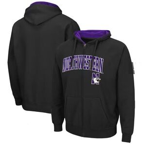 NWT Northwestern Wildcats Black XL Colosseum Arch & Logo 3.0 Full-Zip Hoodie
